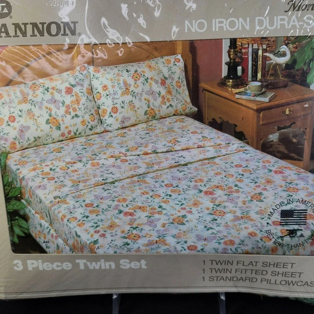 Cannon Monticello Twin Sheet‎ Set Floral Cottagecore 3 Piece Fortel Vintage New
